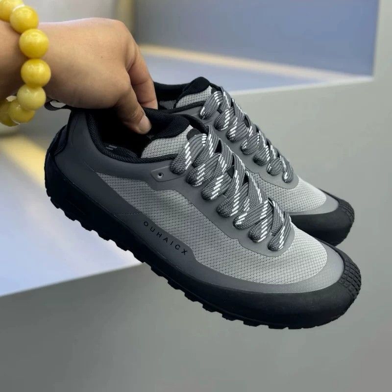 Knit Fabric Lace Up Sneakers - Sneakers basse da uomo antiscivolo a